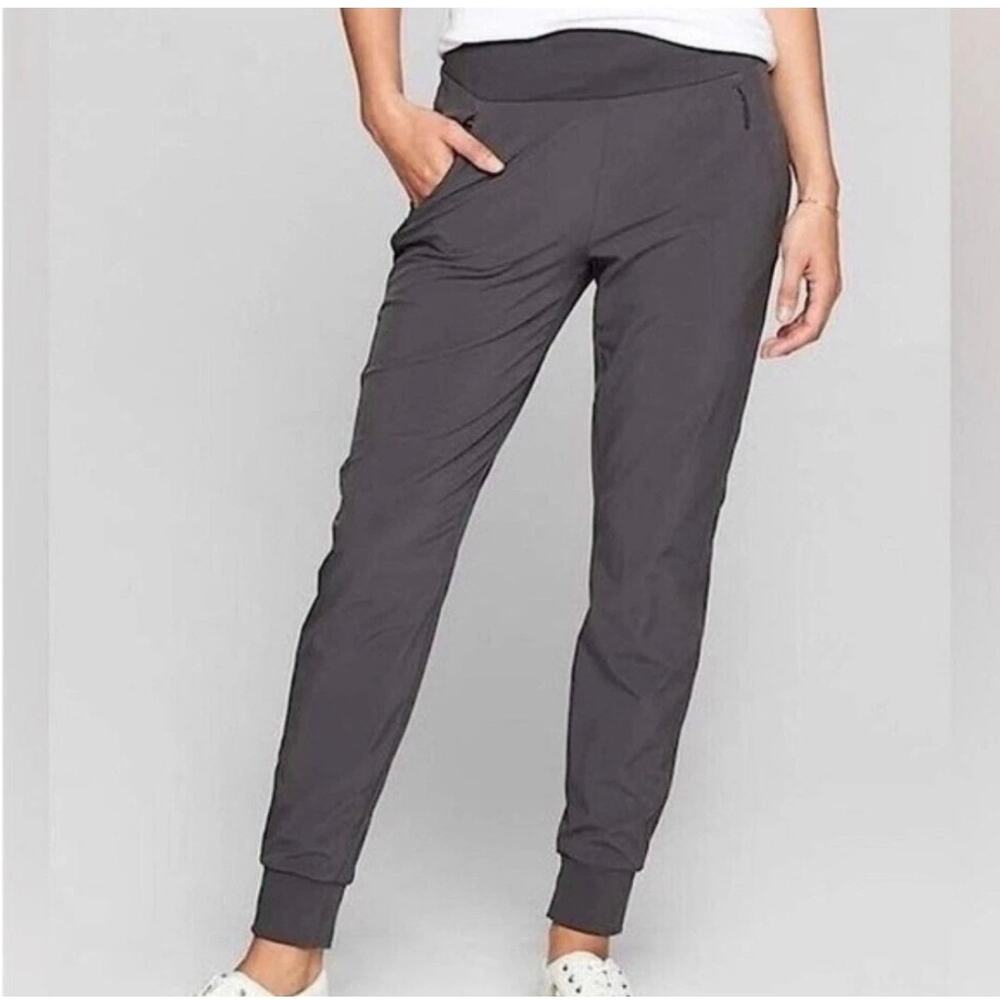 Athleta SoHo Joggers Zip Pocket Travel Casual Golf Athleisure Pants Gray Size 2